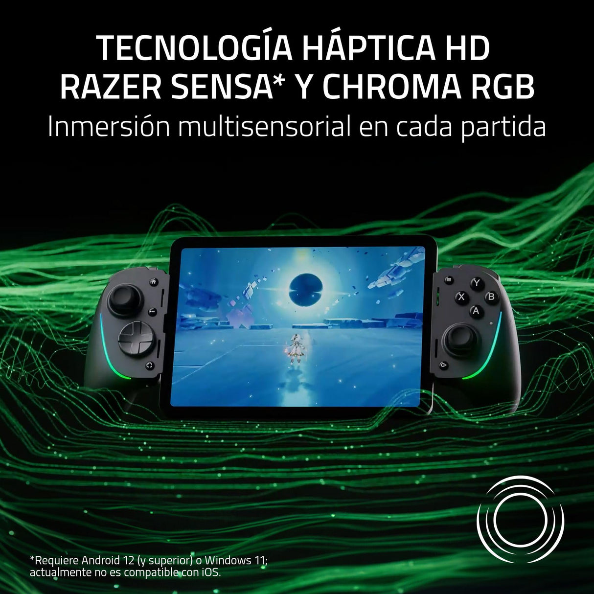 Razer Kishi Ultra - Mando para Juegos USB-C para iPhone y Smartphones Android y iPad Mini (Sensa HD Haptics, Chroma RGB, Carga Passthrough, Botones Mecha-Táctiles y D-Pad, Juegos móviles) Negro