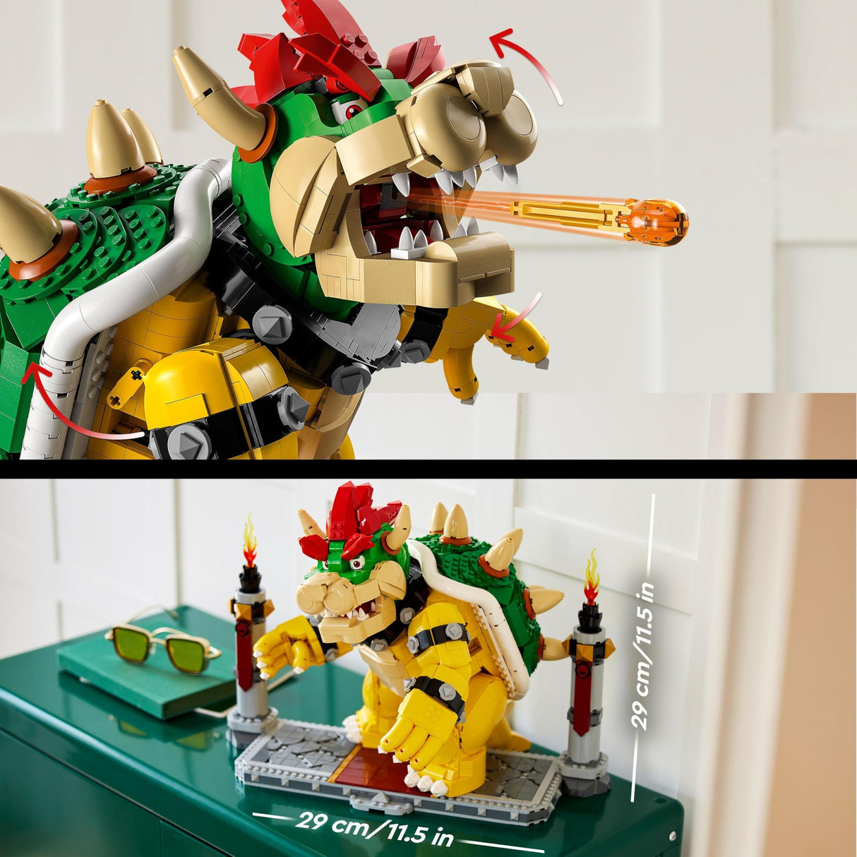 LEGO Super Mario El Poderoso Bowser, Maqueta 3D para Construir, Figura Articulada, Casa Decoración, Coleccionable Mario Bros, Idea de Regalo para Adultos 71411