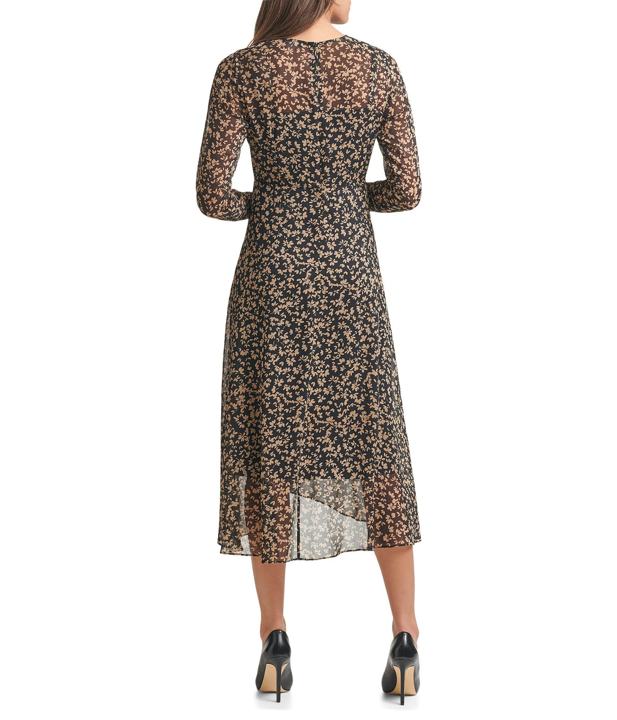 Tommy Hilfiger Vestido Midi de Jersey Sobrepelliz para Mujer, Negro/Tannin, 38