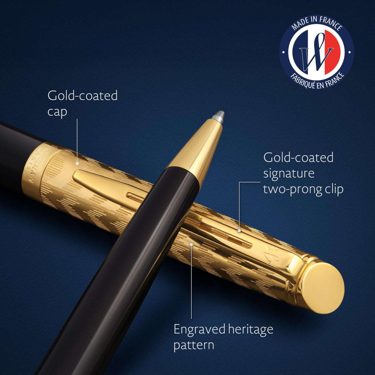 Bolígrafo Waterman Hémisphère | Colección Opera | Negro y dorado | Estuche de regalo
