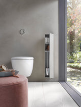 Emco ASIS Plus Módulo de Armario Empotrado para el Conjunto de escobillas, Armario de baño con Soporte para Papel higiénico, Armario Alto con función de Empuje para Abrir y Tope Derecho