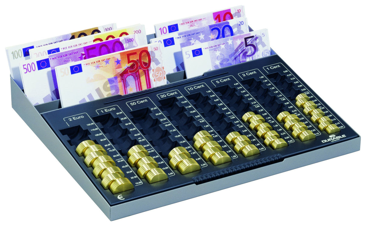 Durable 178157 tablero de conteo Euroboard XL con 8 compartimentos para billetes, antracita
