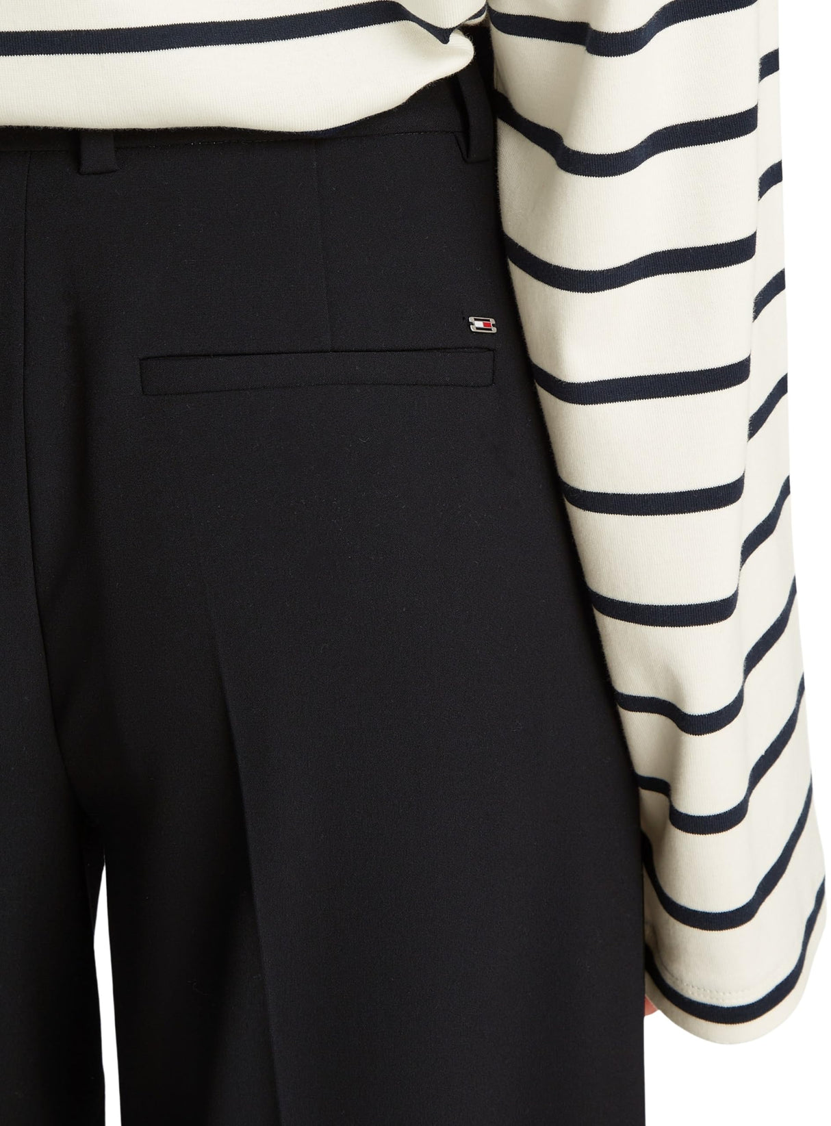 Tommy Hilfiger Pantalón de Tela Mujer Wide Leg Crop tobillero, Negro (Black), 44W