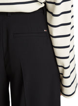 Tommy Hilfiger Pantalón de Tela Mujer Wide Leg Crop tobillero, Negro (Black), 44W
