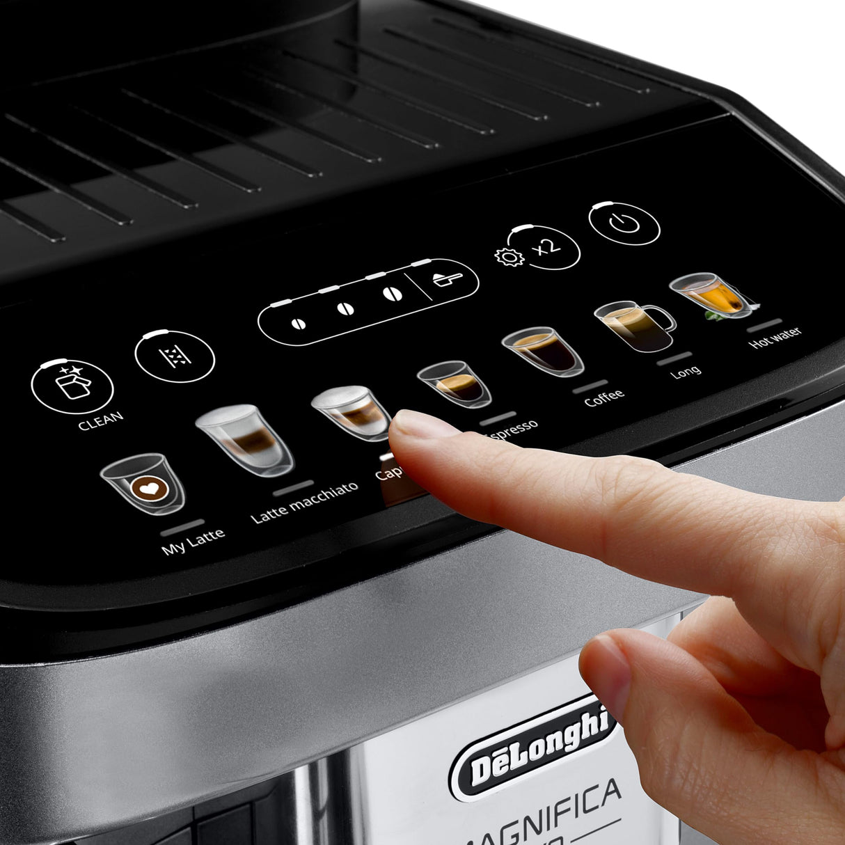 De'Longhi Magnifica Evo ECAM292.81.SB - Cafetera automática con sistema de leche, 7 botones de selección directa para capuchino, espresso y otras especialidades de café, panel de control, función de 2
