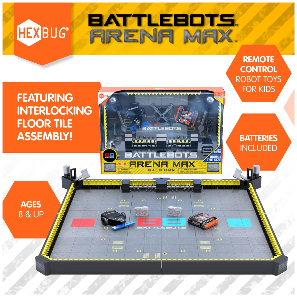 HEXBUG BattleBots Arena MAX, Juguetes Robot de Control Remoto para niños con más de 30 Piezas, Juguetes Stem para niños y niñas de 8 años en adelante, baterías Incluidas