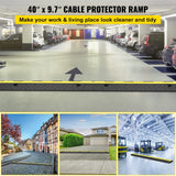 VEVOR Rampa de Protección de Cable 4 Piezas 2 Vías Canaleta Pasacables de Suelo 3,2x3,1cm Protector de Cables de Caucho y PVC Capacidad de Carga 4,989kg Cubiertas de suelo para Cables Negro y Amarillo