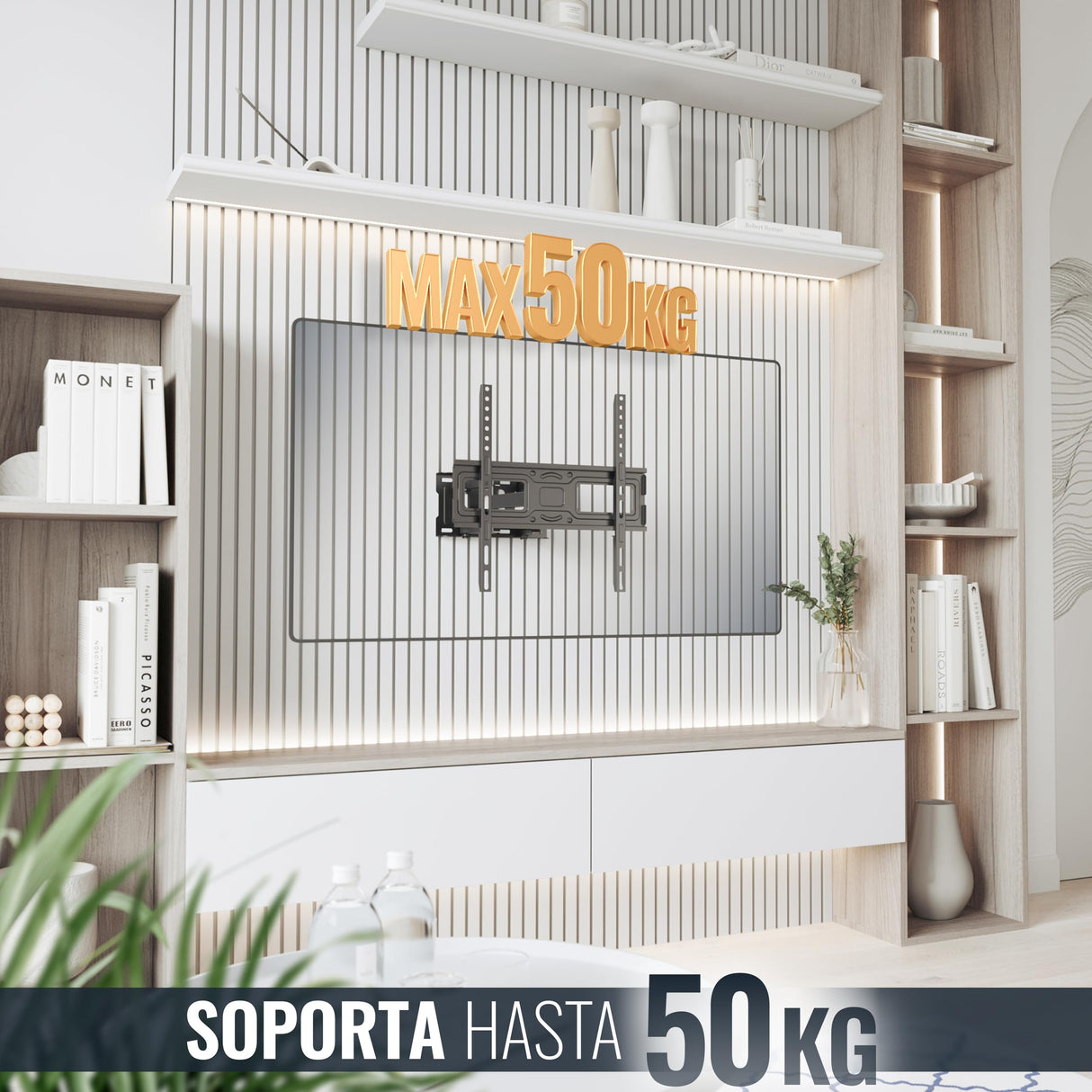 RICOO Soporte TV Pared 32-55" Pulgadas (81-140cm) S5244 Brazo articulado Giratorio Inclinable Colgador televisión Universal VESA 200x200-400x400 Negro