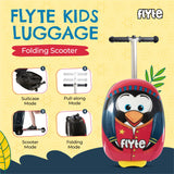 Flyte Scooter Maleta Plegable para niños – Perry el pingüino, Carcasa rígida, Paseo con Ruedas, 2 en 1, 18 Pulgadas, Capacidad de 25 litros, Red, 18-Inch, Perry el pingüino