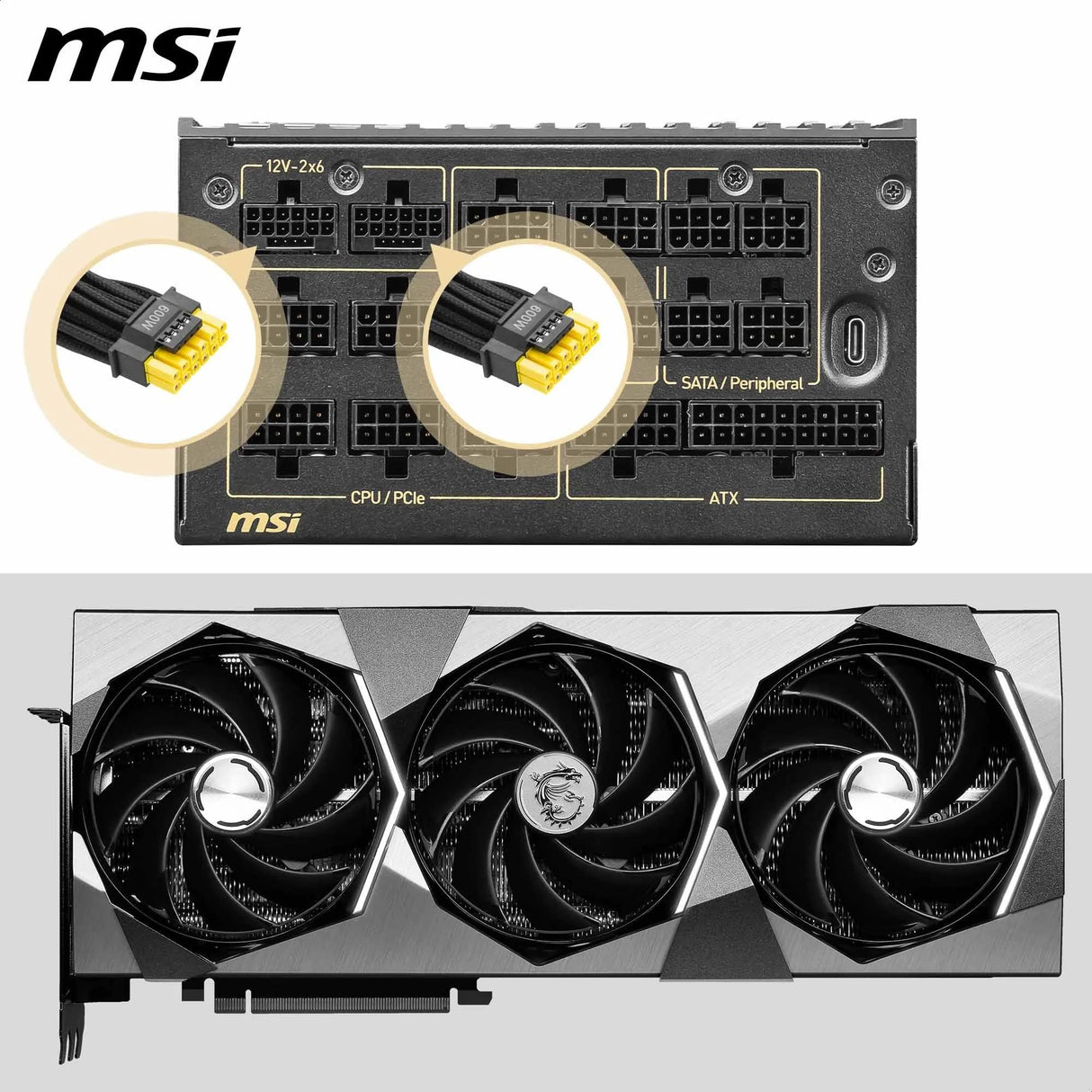 MSI Meg Ai1600T PCIE5 - Fuente de alimentación, 1600W, 80 Plus Titanium, ATX 3.1, PCIe 5.1 GPU Support, Dual-Native 12V-2x6, Cables con Conectores Dual-Color 12V-2x6, ATX PSU, Cable Trenzado