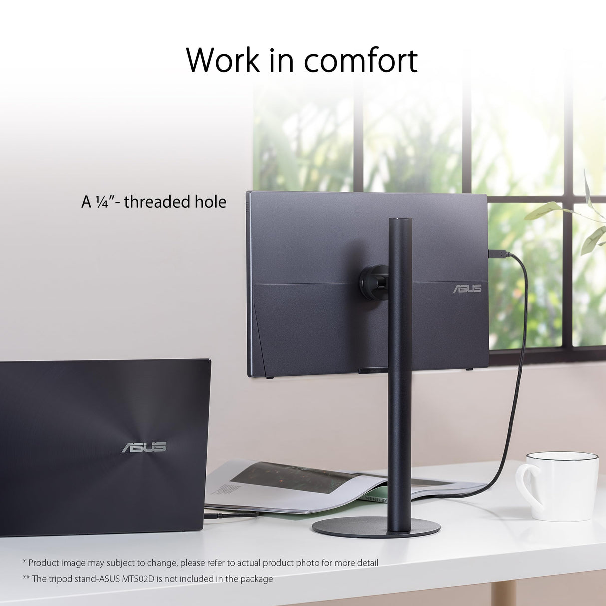 ASUS ZenScreen MB16AHV Monitor portátil, 15,6 Pulgadas, Full HD, IPS, HDMI, USB Type-C, Filtro de luz Azul, Superficie antirreflejos, Tratamiento Antibacteriano