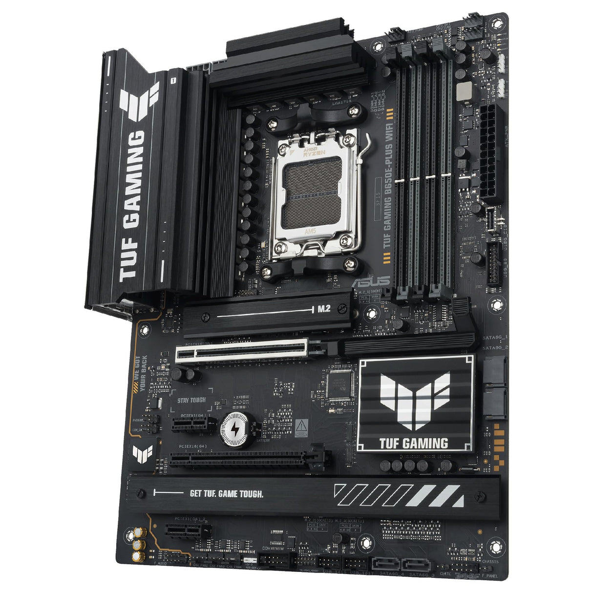 ASUS TUF Gaming B650E-PLUS WiFi - Placa Base AMD B650 ATX, 12+2+1 etapas de Potencia 80A, DDR5, PCIe 5.0, M.2, Wi-Fi 6E, 2.5Gb Ethernet, DisplayPort, HDMI, USB Tipo-C, BIOS Flashback, Aura Sync