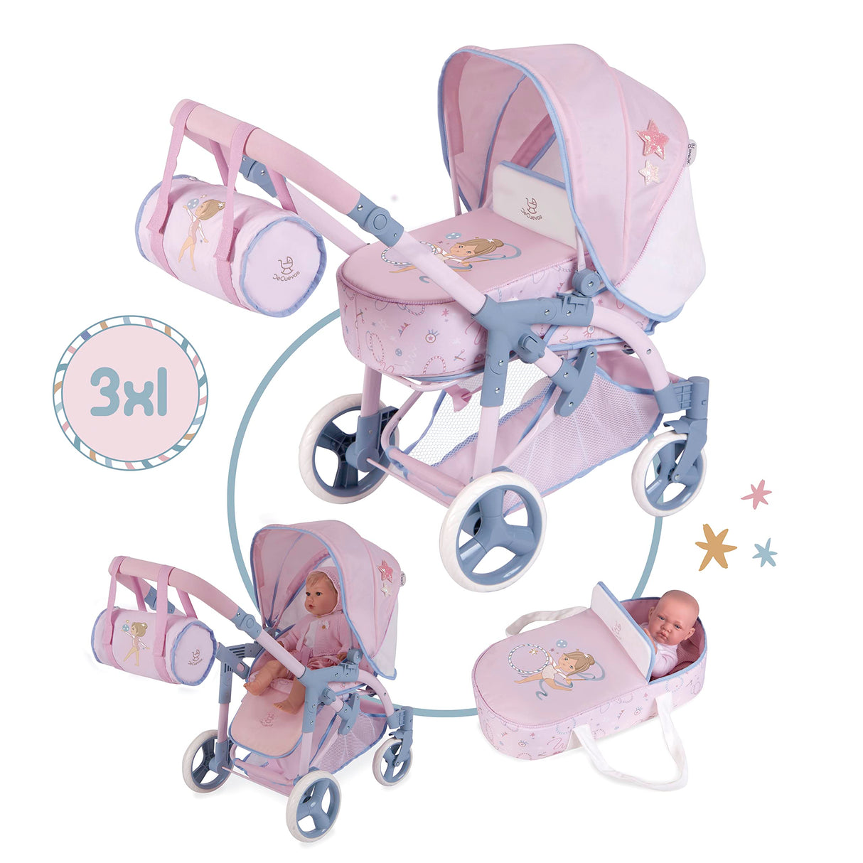 Carro de Muñecas Gala 3x1 con Bolso DeCuevas 81651