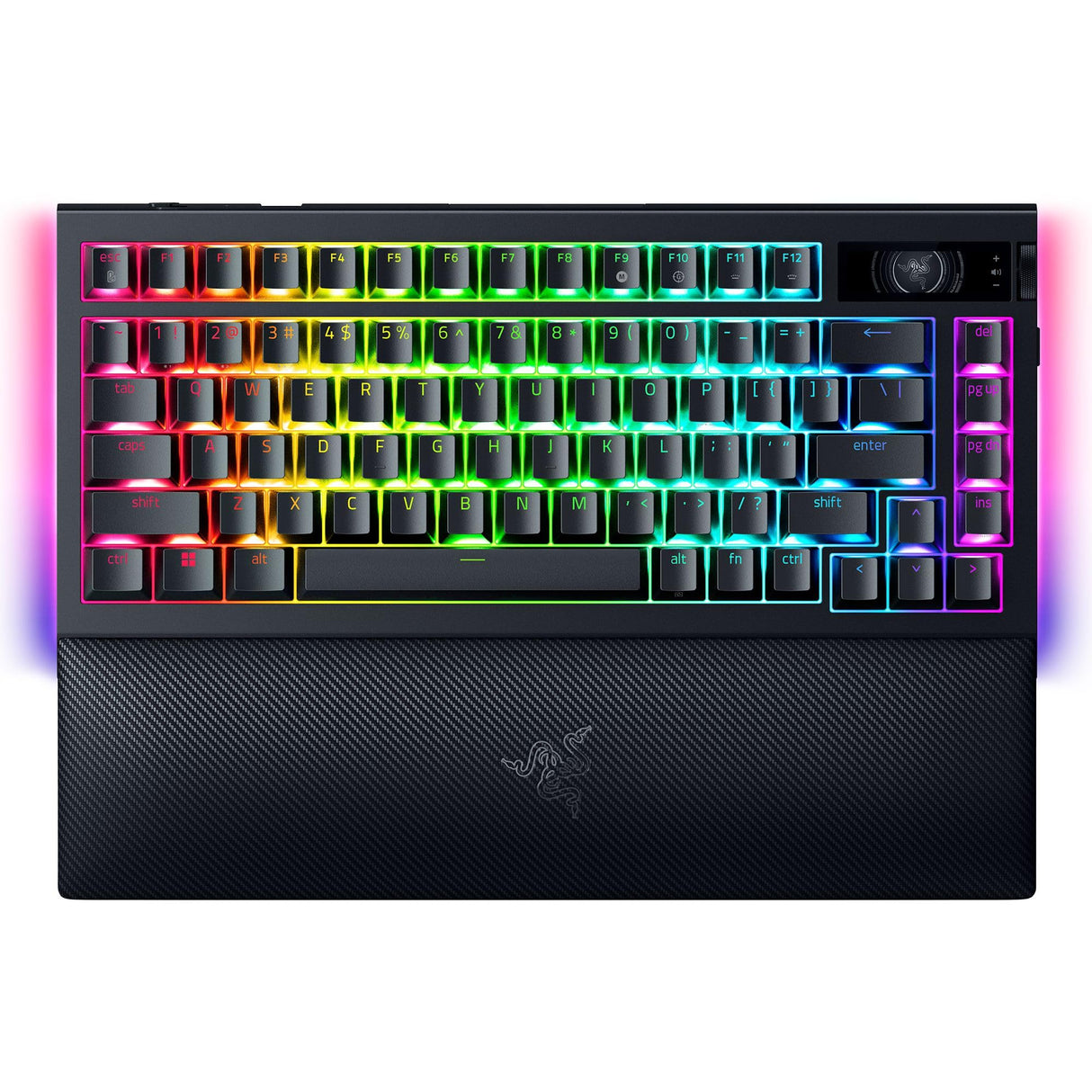Razer BlackWidow V4 Pro 75% - Teclado de Juego inalámbrico Intercambiable en Caliente - Pantalla OLED (dial de comandos, 4K Hz y conectividad Bluetooth, reposamanos magnético) Diseño US | Negro