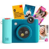 KODAK Smile+ Cámara Digital instantánea 2-en-1 y Impresora Bluetooth - 10MP, Lente giratoria con Efectos, Fotos Adhesivas Zink 2x3”, Imprime Desde App en Dispositivos Inteligentes - Azul