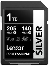 Lexar Tarjeta SD 1 TB Silver, hasta 205 MB/s de Lectura, Tarjeta de Memoria SDXC UHS-I, Clase 10, U3, V30, SD Card para Fotógrafos Profesionales, Videógrafos y Entusiastas