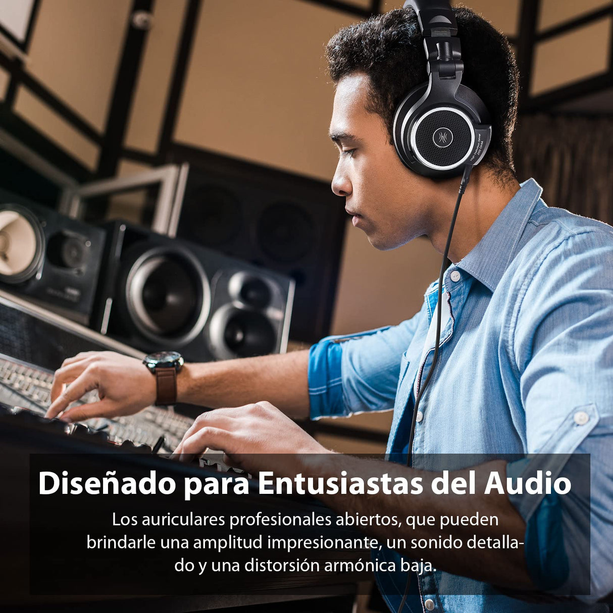 OneOdio Monitor 80-Auriculares Profesionales de Estudio Abiertos de 250 Ω, Cascos Hi-Res con Cable Desmontable (3,5 mm / 6,35 mm), Audífonos para Mezclar Masterizar Editar, Almohadillas de Terciopelo