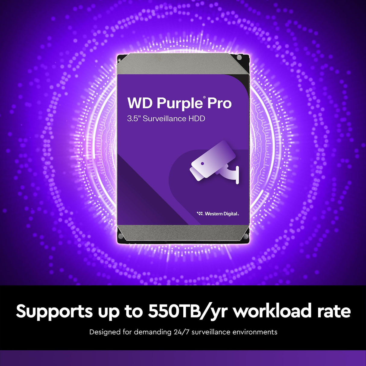 WD Purple Pro 26TB Smart Video Disco Duro Interno de 3,5" - 7200 RPM, AllFrame Technology, 550 TB/año, 512 MB Caché