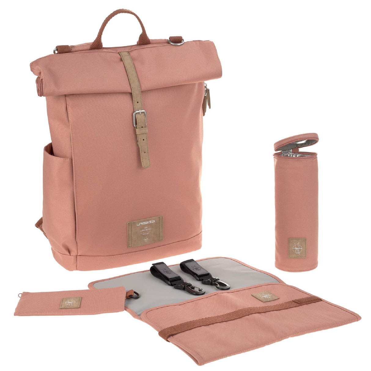 Lässig 1103025330 - Mochilas para pañales/green label rolltop backpack canela, unisex Lot de 1