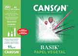 Canson Vegetal Basik, Papeles técnicos, Suave, 90g, Hoja, A3-29,7x42cm, Translucido