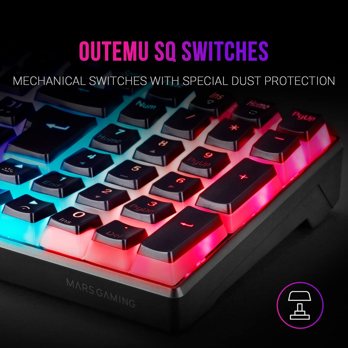Mars Gaming MKULTRA, Teclado Mecánico Negro RGB, Compacto 96%, Switch Outemu SQ Marrón, Español