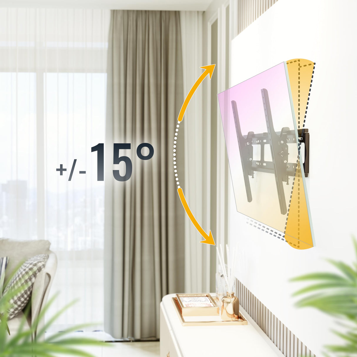 RICOO Soporte TV Pared Inclinable Fijo Plano Televisión 37-80" (94-203cm) R07 Slim Universal Televisor LED/LCD/Curvo VESA 300x200-600x400