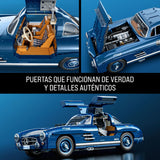 Mattel Brick Shop Hot Wheels Premium Series , juego de construcción Mercedes-Benz 300 SL. 1600 piezas, detalles realistas y piezas metálicas, para adultos coleccionistas, HWW25