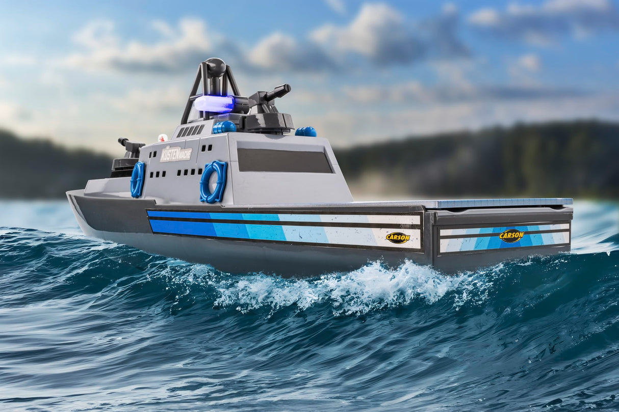 Carson 500108050 RC- Coastguard 2.4G 100% RTR - Barco teledirigido, Barco RC, Barco teledirigido para niños y Adultos, Incluye Mando a Distancia