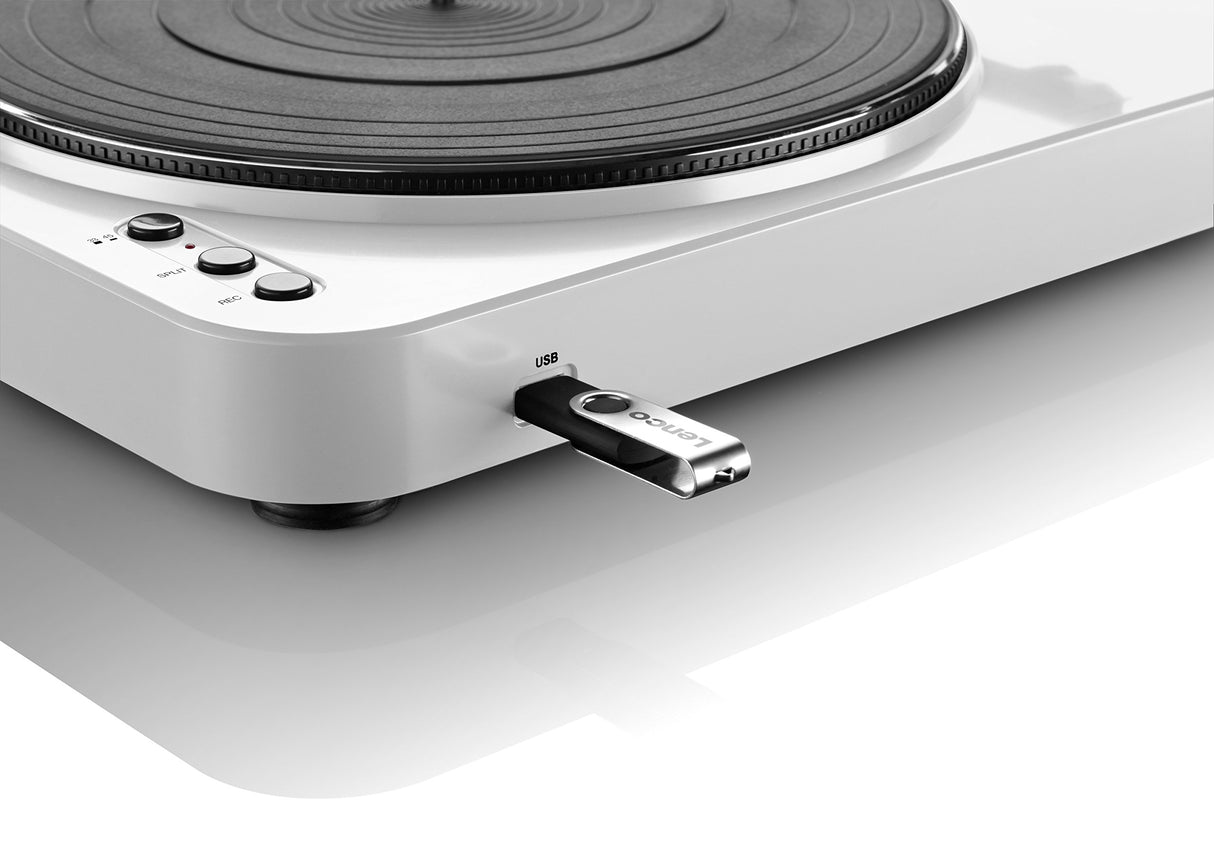Lenco L-85 Tocadiscos con USB, Semi Automático, 33 45 RPM, Estereo, 12W, Blanco