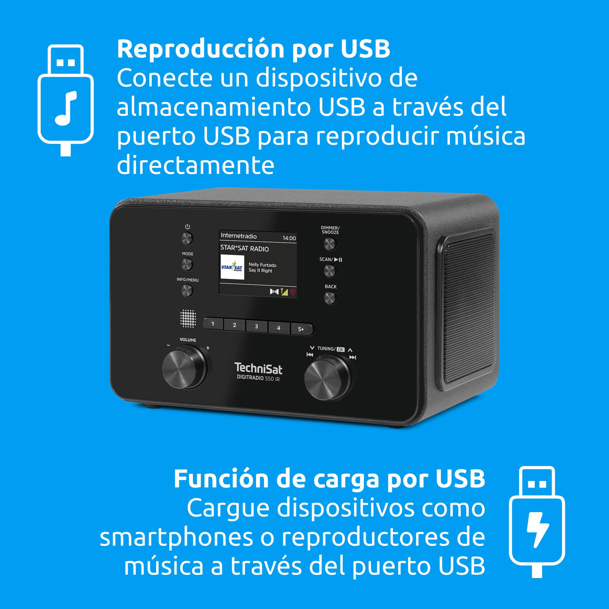 TechniSat DIGITRADIO 550 IR - Radio estéreo por Internet (Dab+, FM, WLAN, Bluetooth, Control por App, Despertador), Negro