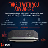 Altavoz manos libres Bluetooth portátil personal Poly Sync 20 (Plantronics) - Larga duración de la batería - Reducción del ruido o de ecos, Funciona: Teams (certificado), Zoom, PC, teléfonos celulares