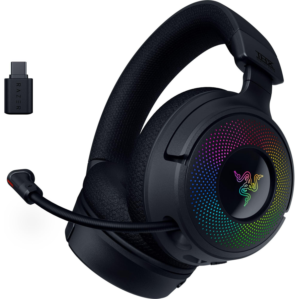 Razer Kraken V4 - Wireless Gaming Headset (3 Modes Connectivity, Triforce 40mm Drivers, 9-Zone RGB Earcup Lighting, Mix & Volume adjustments, THX Spatial Audio) Black