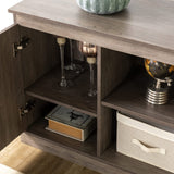 Zinus Wade Mueble TV - Mueble TV 147x67x40 cm - Mueble con armario - Diseño estilo granja - Gris