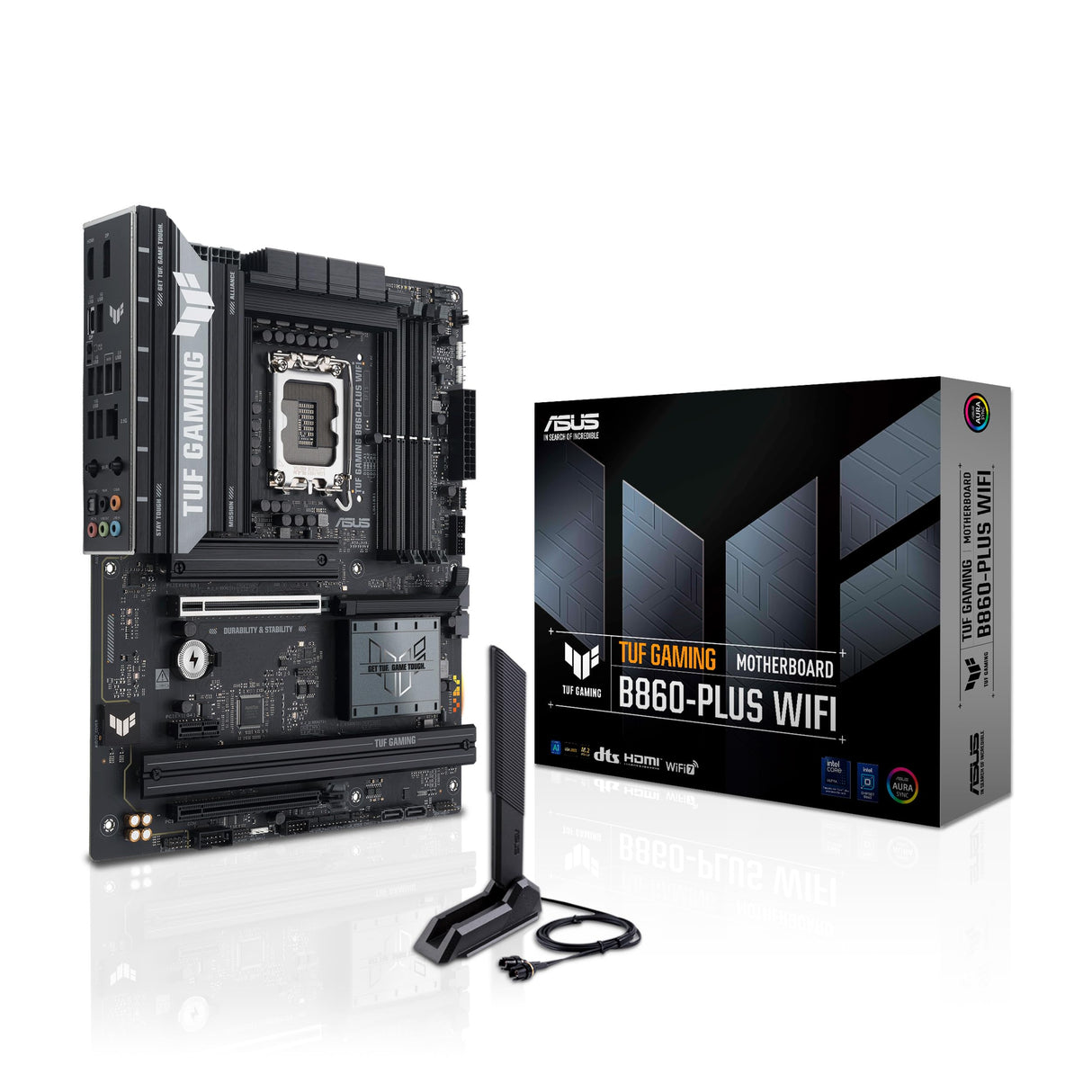 ASUS TUF Gaming B860-PLUS WiFi, Placa Base Intel ATX, 12+1+2+1 80A etapas de alimentación DrMOS, DDR5, PCIe 5.0, 3 Ranuras M.2, Wi-Fi 7, Realtek 2.5Gb Ethernet, DisplayPort, USB Tipo-C 20Gbps