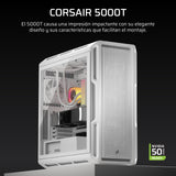 CORSAIR 5000T Caja Mid–Tower ATX para PC – Paneles de Flujo de Aire Frontales y en el Techo extraíbles, Interior Espacioso, ASUS BTF, MSI Project Zero, Gigabyte Project Stealth – Blanco