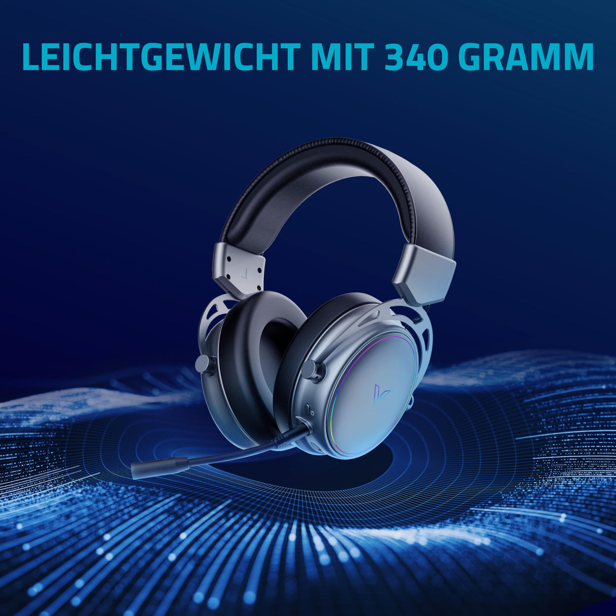 Rapoo Auriculares inalámbricos VH800 para Videojuegos, micrófono Flexible con Silencio, Almohadillas de Piel sintética, batería de 46 Horas, Auriculares Bluetooth y PC de 2,4 GHz, Mac, Xbox One, PS4,