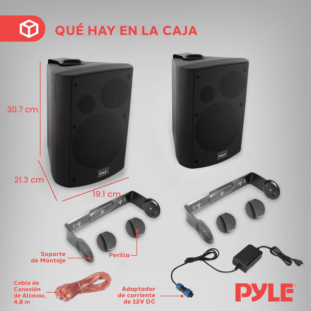 Pyle par de sistema de altavoces resistentes al agua 6.5”, Impermeables, Montaje de pared, Interiores, Exteriores, Sonido Estereo. Negro