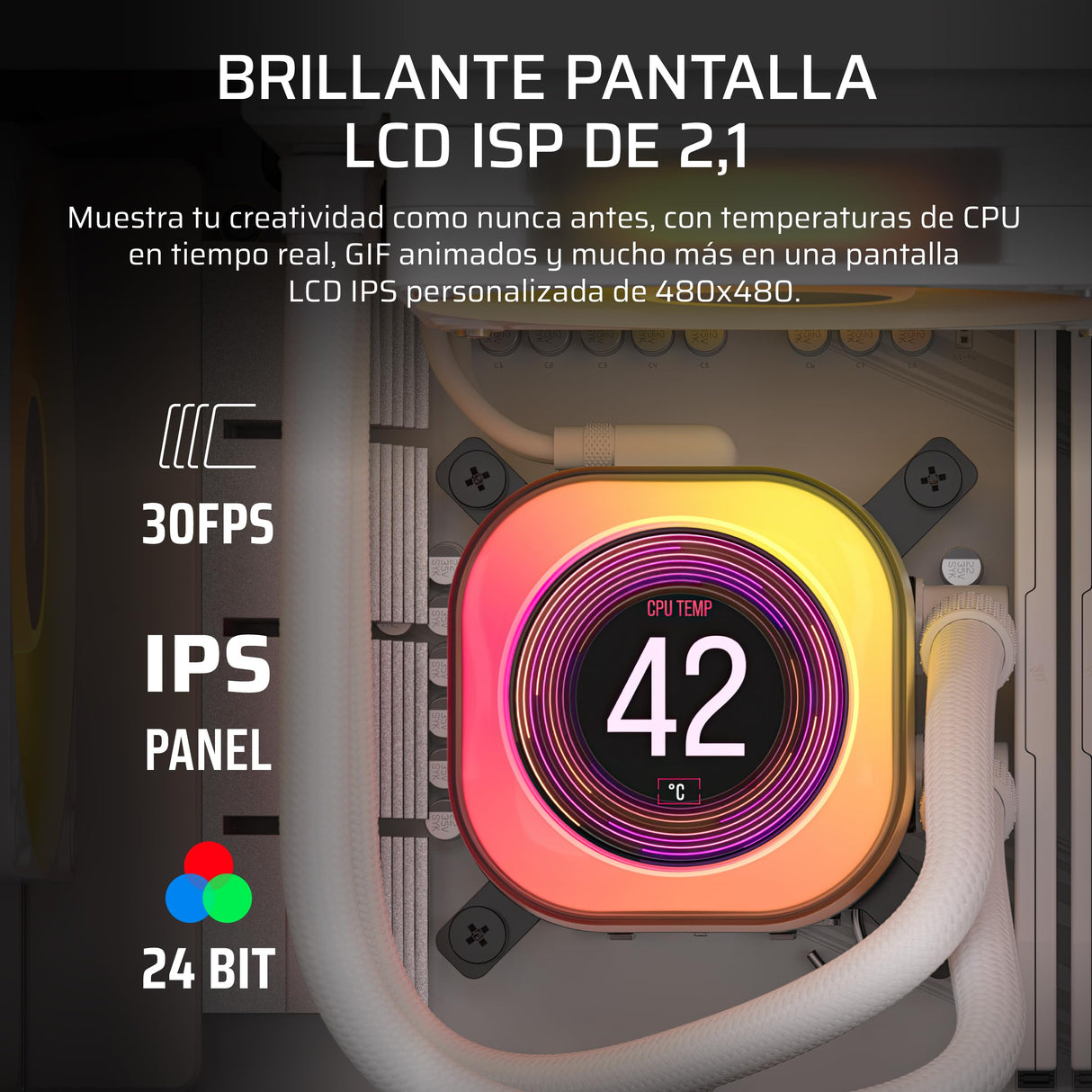 CORSAIR iCUE Link Titan 360 RX LCD Refrigeración Líquida de CPU – Motor de Refrigeración FlowDrive – Intel LGA 1851/1700, AMD AM5/AM4 – 3X RX120 RGB Ventiladores – iCUE Link Hub Incluido – Blanco