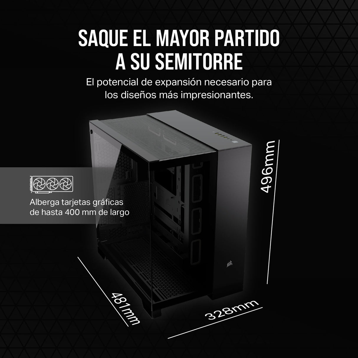 CORSAIR 6500X Media-Torre ATX Caja de PC de Doble Cámara - Cristal Templado Panorámico - Conexión Inversa Compatible con Placa Base - Sin Ventiladores Incluidos - Negro