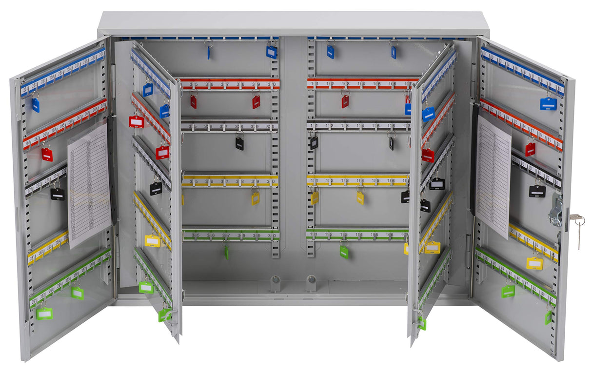 Burg-Wachter KC200HL Sterling Gabinetes de llaves de doble puerta resistentes, gris, 200 ganchos para llaves