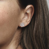 Pandora Timeless Pendientes de botón con diseño centelleante Herbarium Cluster chapados en oro rosa de 14 quilates con una mezcla única de metal y circonitas cúbicas transparentes