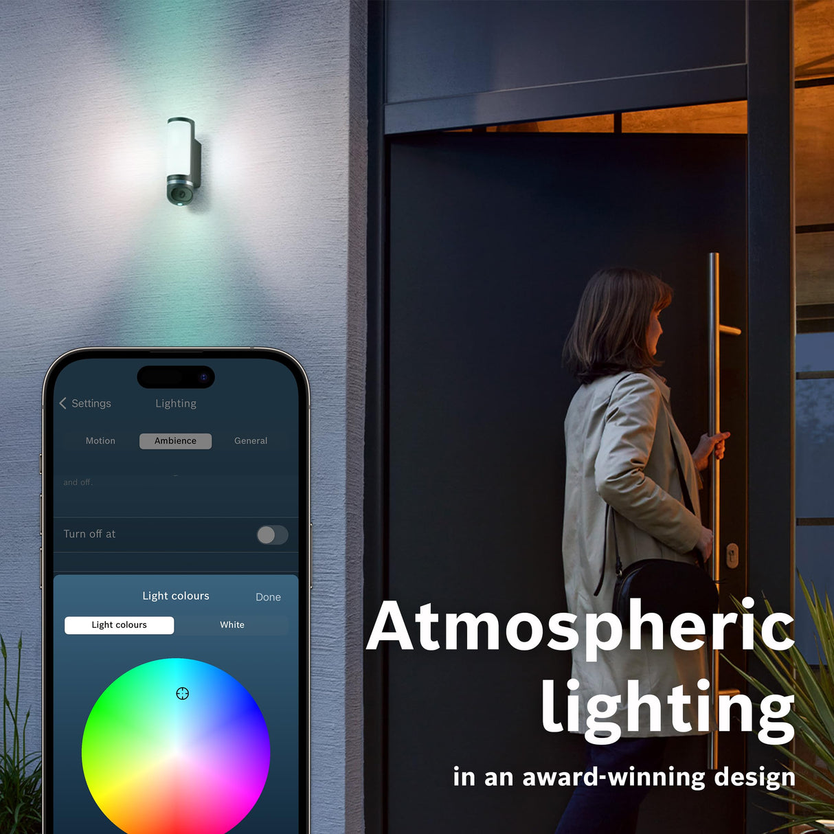 Bosch Smart Home Cámara Exterior II, cámara vigilancia Exterior, cámara IP, resolución 1080p Full-HD con Sirena integrada y lámpara de diseño, Compatible con Amazon Alexa,