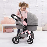 Bayer Design 17533AA Cochecito de muñecas City MAX con Bolsa, Regulable en Altura, Ruedas Delanteras giratorias, Convertible en Silla Paseo, Cesta Integrado