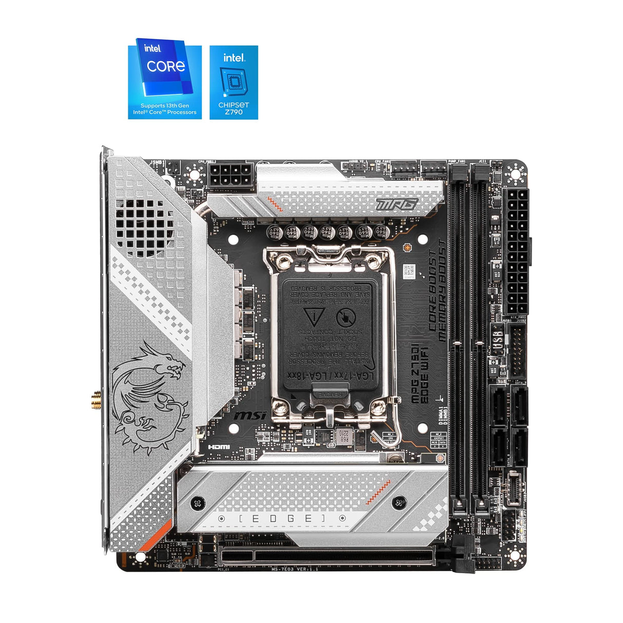 MSI MPG Z790I EDGE WIFI Placa base Mini-ITX - Soporta procesadores Intel 12th & 13th Gen Core, LGA 1700 - 105A SPS VRM, DDR5 Memory Boost 8000+MHz/OC, PCIe 5.0 x16, 2 x M.2 Gen4, Wi-Fi 6E