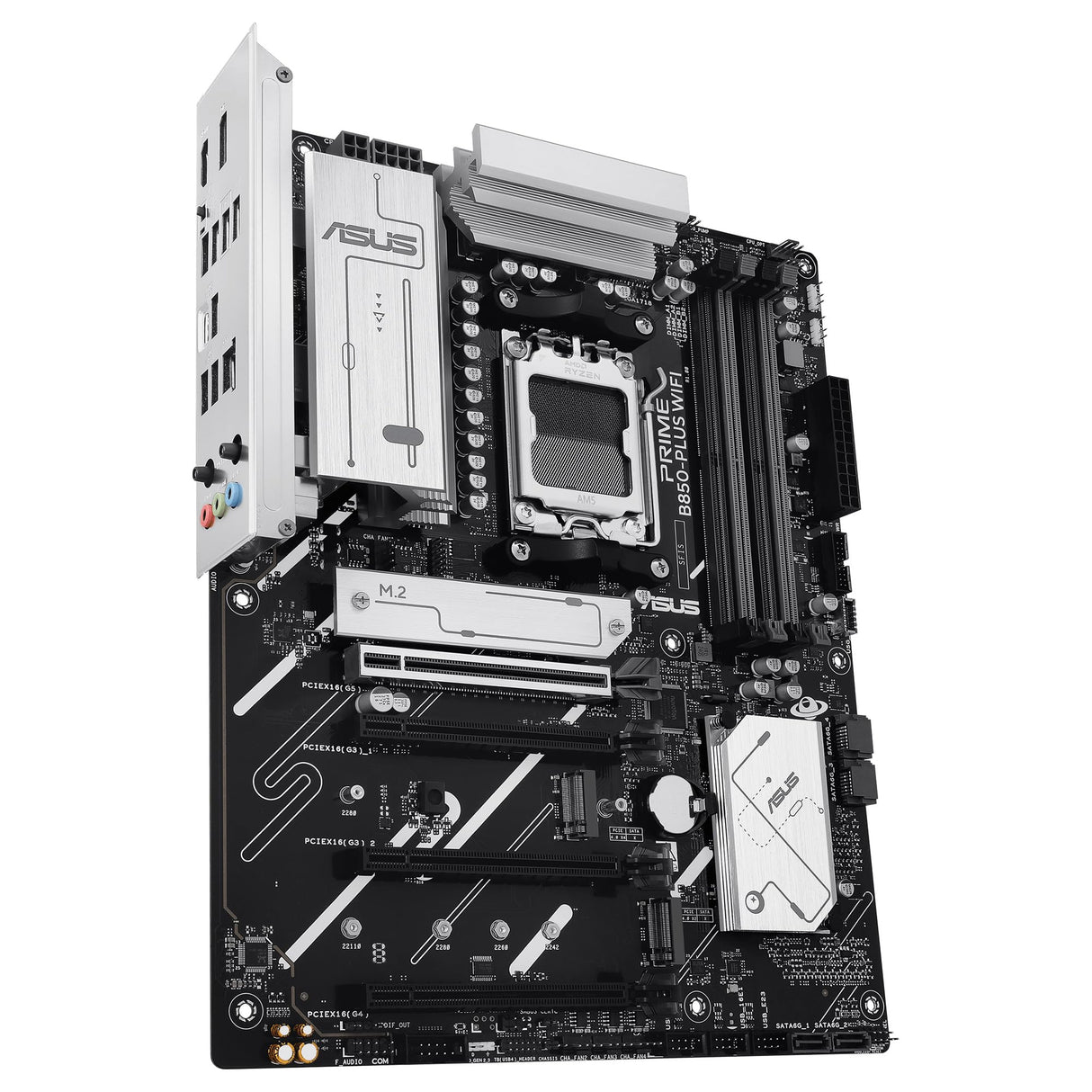 ASUS PRIME B850-PLUS WIFI - Placa base AMD B850 ATX, DDR5, PCIe 5.0 Ready, tres ranuras M.2, Wi-Fi 6E, Realtek 2.5Gb Ethernet, DisplayPort, HDMI, USB 10 Gbps Tipo-A y Tipo-C, BIOS FlashBack, Aura Sync