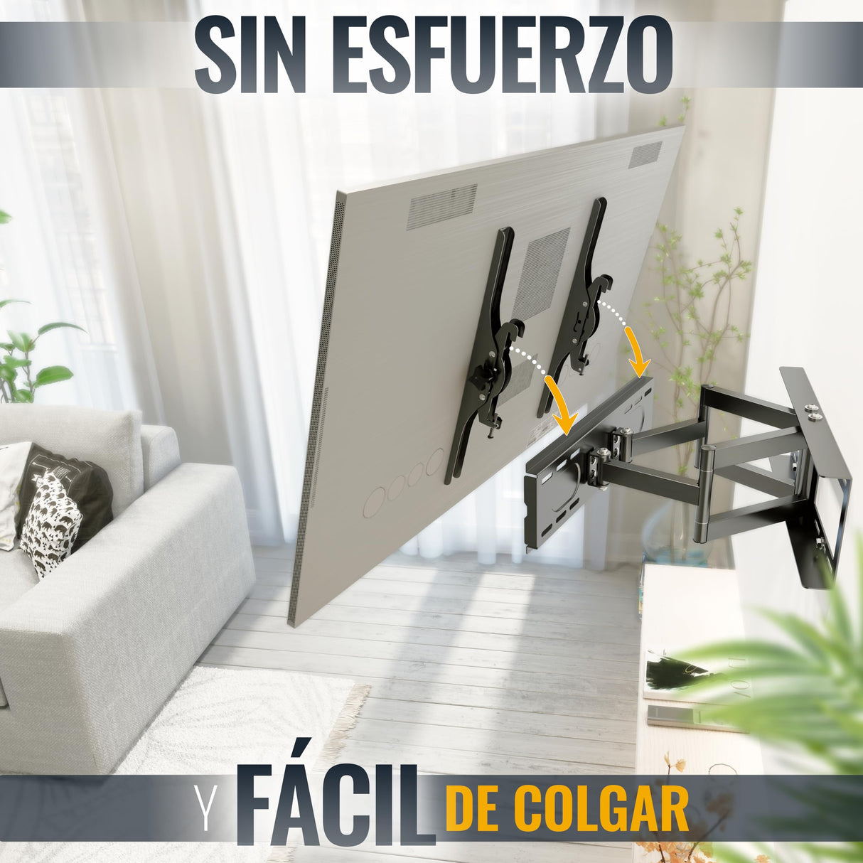 RICOO Soporte TV Pared Giratorio Inclinable Televisión 30-65" (76-165cm) R08 Brazo articulado Televisor LED/LCD/Curvo VESA 200x200-400x400