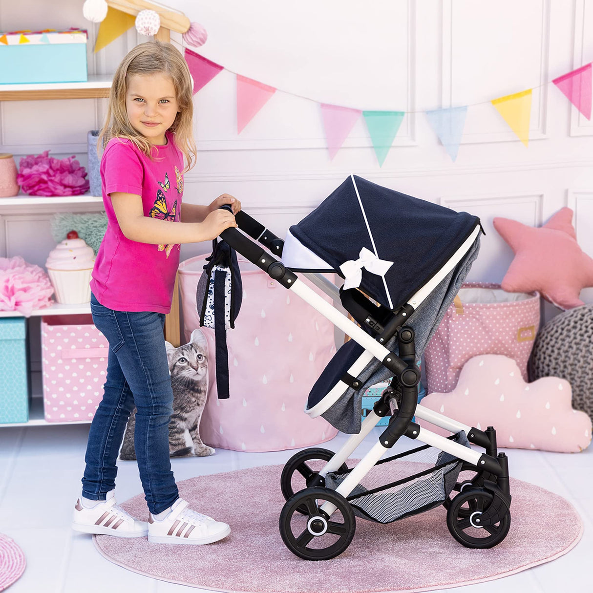 Bayer Design 18481AB Cochecito para muñecas Neo Vario, Carrito, Bolsa, Convertible, Plegable, Ajustable