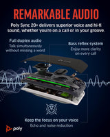 Altavoz manos libres Bluetooth portátil personal Poly Sync 20+ (Plantronics) - Reducción del ruido o de ecos, Adaptador Bluetooth USB-C, Funciona con Teams (certificado), Zoom, PC, teléfonos celulares
