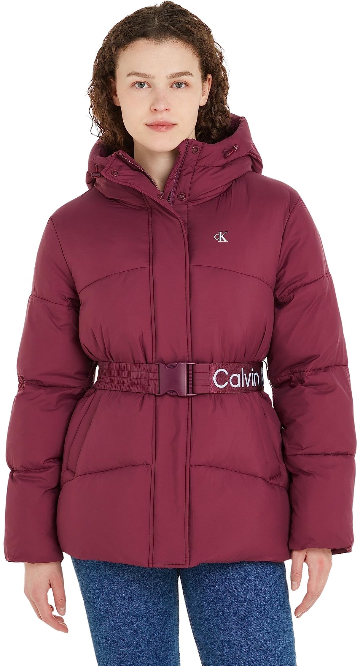 Calvin Klein Jeans Logo Belt Short Puffer, Chaquetas acolchadas Mujer, Morado (Amaranth), L