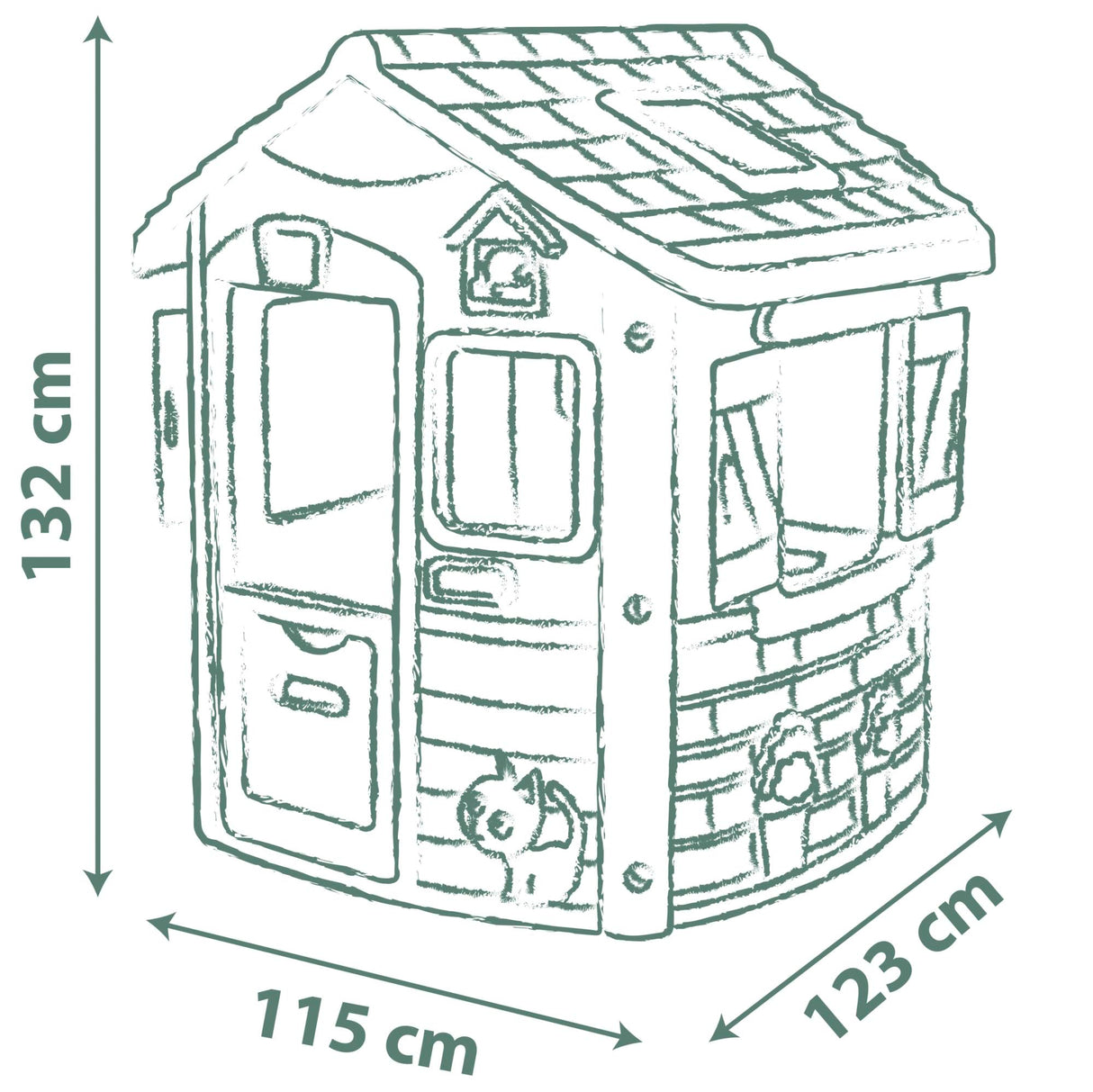 Smoby Life Casa Jura Lodge - Casa de Juegos Infantil con 2 Puertas Bajas, Ventanas con Contraventanas y Comedero para Pájaros - Material Reciclado - Resistente Rayos UV - Más de 2 años (7600810504)